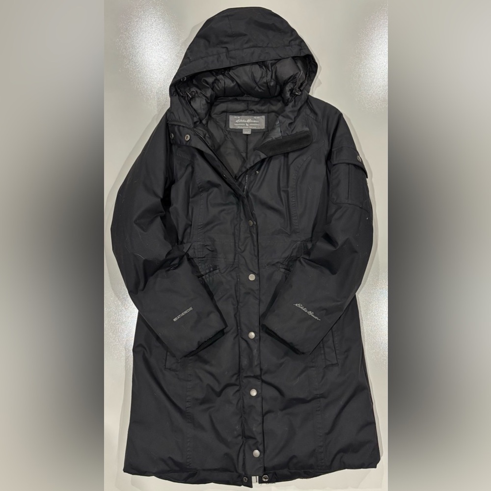 Eddie Bauer Women's Black Winter Jacket with detachable faux fur hood liner
